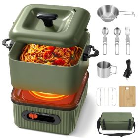 Electric Hot Pot, Portable 1.3L Multi-Cooker with Cookware Set
