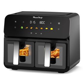 11QT Dual Air Fryer, Double Basket Air Fryer with 2Ã—5QT Baskets, Digital Touchscreen Control, Easy-View Window, SyncCook Function
