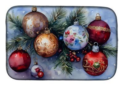 Christmas Ornaments Dish Drying Mat Absorbent Dish Drying Mat Pad for Kitchen Counter Dish Drainer Mat for Countertop, 14 x 21", Multicolor