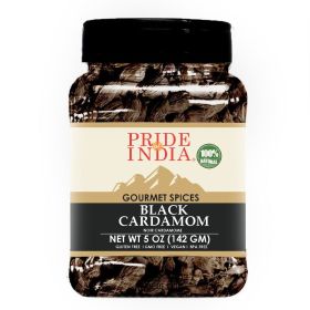Pride of India – Black Cardamom Whole 5 oz (142 gm) – Cardamom Pods – Firm & Smoky Flavor – Freshly Dried – Ideal for Indian & Asian Cooking – Easy to