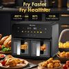 11QT Dual Air Fryer, Double Basket Air Fryer with 2Ã—5QT Baskets, Digital Touchscreen Control, Easy-View Window, SyncCook Function