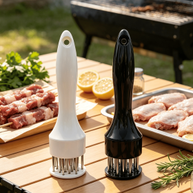 Stainless Steel Beaf Steak Mallet Meat Tenderizer Hammer 21 Pin Hand Press Tool (Quantity: 1 pc Black + 1 pc White)